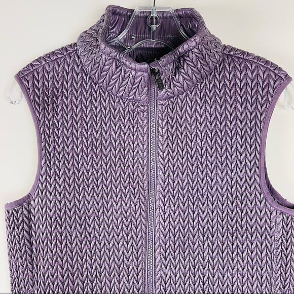 DKNY purple full zip quilted nylon high neck vest medium - Picture 2 of 7